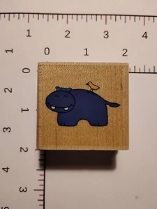 Stampabilities Rubber Stamp Wood HAPPY HIPPO BIRD - Picture 1 of 2