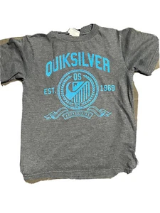 Quicksilver Spell-out Logo T-shirt Grey Small 6/7 Short Sleeve Boys Summer - Picture 1 of 3