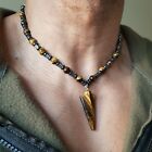 Mens arrow head beaded necklace,tigers eye pendant,hematite beads,hand made