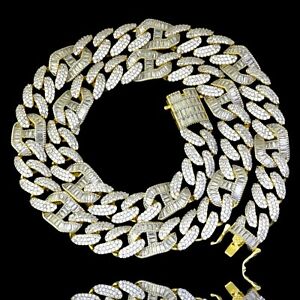 Iced Crystal Cuban Chain VVS1 Clarity  White/Yellow Gold Finish 18-20" 12mm Wide