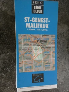 carte  IGN bleue 2934 O St genest - malifaux 1989 edition 3 - Imagen 1 de 1