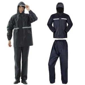 2 Piece Adults Unisex Waterproof Jacket & Trouser Rain Suit Portable Lightweight - Picture 1 of 6