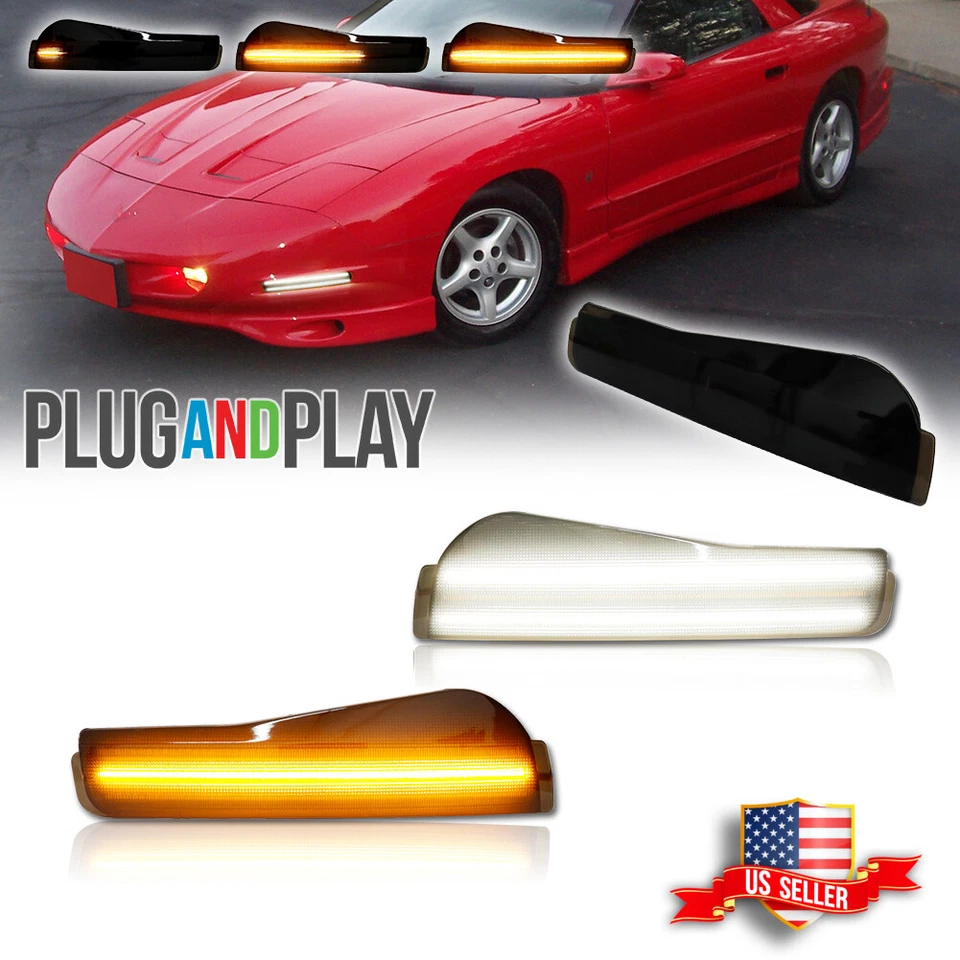Luces de señal DRL delanteras de humo Switchback LED para 93-97 Pontiac Firebird Trans Am Foto 1 de 4