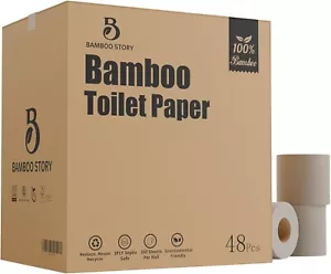 Premium Unbleached Bamboo Toilet Tissue - 48 Eco-Friendly Rolls, 300 Sheets Each - Picture 1 of 11