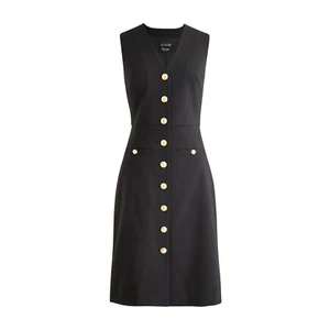 NWT J.Crew Collection Buttoned Sheath in Black Italian Stretch Wool Dress 10 - Picture 1 of 9
