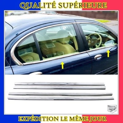 Chromé Cadre Fenêtre Inférieure 4 pcs INOXY pour JAGUAR X-TYPE SEDAN 2001 à 2009 - Photo 1/4