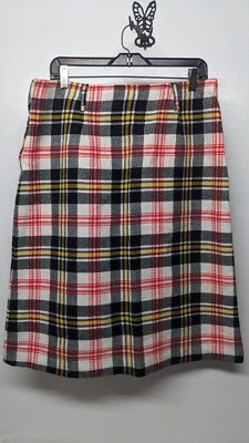 Falda a Cuadros con Cremallera Lateral Años 60 De Colección Negra, Amarilla y Roja (17 X 26 Longitud) Ver Fotos Foto 1 de 4