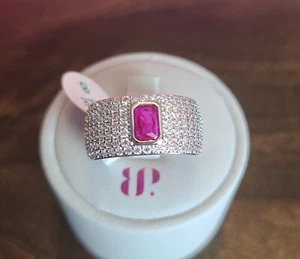 Bomb Party RBP7747 "Modern Moments" July Birthday 2024 Size 8 Rhodium LC Ruby - Picture 1 of 3