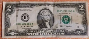 $2 Dollar Bill 2009 A Series Low Serial Number Rare K 03531366 A Uncirculated - Picture 1 of 7