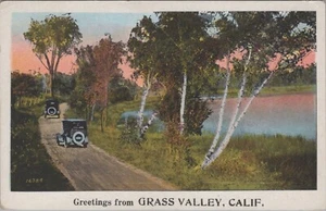 Grass Valley California Greetings Dirt Road Sunset 1920s Autos postcard MP1 - Picture 1 of 2