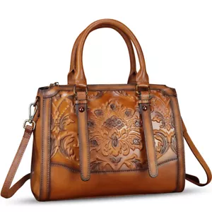 Genuine Leather Purse and Handbag Women Embossed Crossbody Shoulder Bag Satchel - Picture 1 of 14