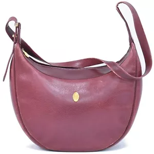 Cartier Must Leather Shoulder Shoulder Bag Bordeaux Gold - Picture 1 of 10