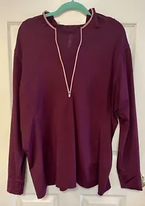 Fabletics Sz 2x Maroon Plum Half Zip Womens Mesh Hooded Active Pull Over Top - Picture 1 of 10