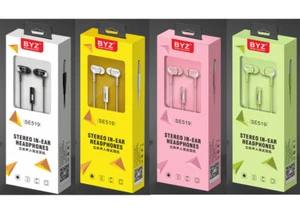 BYZ Stereo In Ear Kopfhörer Ohrhörer klarer Klang schwerer Bass weiches Kabel mit Mikrofon - Bild 1 von 18
