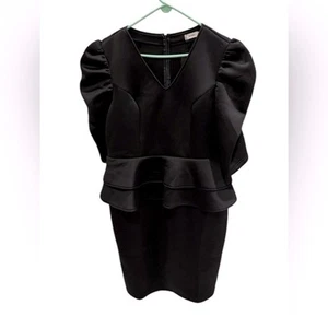 Aomei Women’s Black Plus Size Dress Puff Sleeve BodyCon Soft V Neck Size 2XL New - Picture 1 of 4