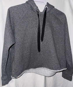 Calvin Klein XL grau cropped Fleece Hoodie Sweatshirt Tunnelzug Pullover - Bild 1 von 5