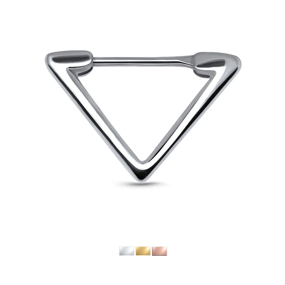 Chevron Triangle Septum Clicker Hinged Sterling Silver Nose Ring Hoop 16G - Image 1 of 1
