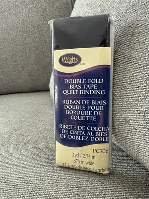 Encuadernación de edredón de cinta sesgada doble pliegue Wright's 3 yardas - negra Foto 1 de 3