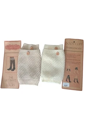 Francescas Boot Cuff Beige y Marfil Tejido con Cable Bota Topper Nuevo 2 Pares Foto 1 de 4