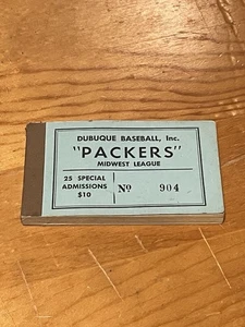 Folleto de boletos de béisbol profesional Dubuque Packers Midwest League 25ct 1915-'76 - Imagen 1 de 4