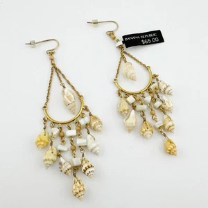Banana Republic Gold Tone Chandelier Earrings with Real Seashells - Picture 1 of 8