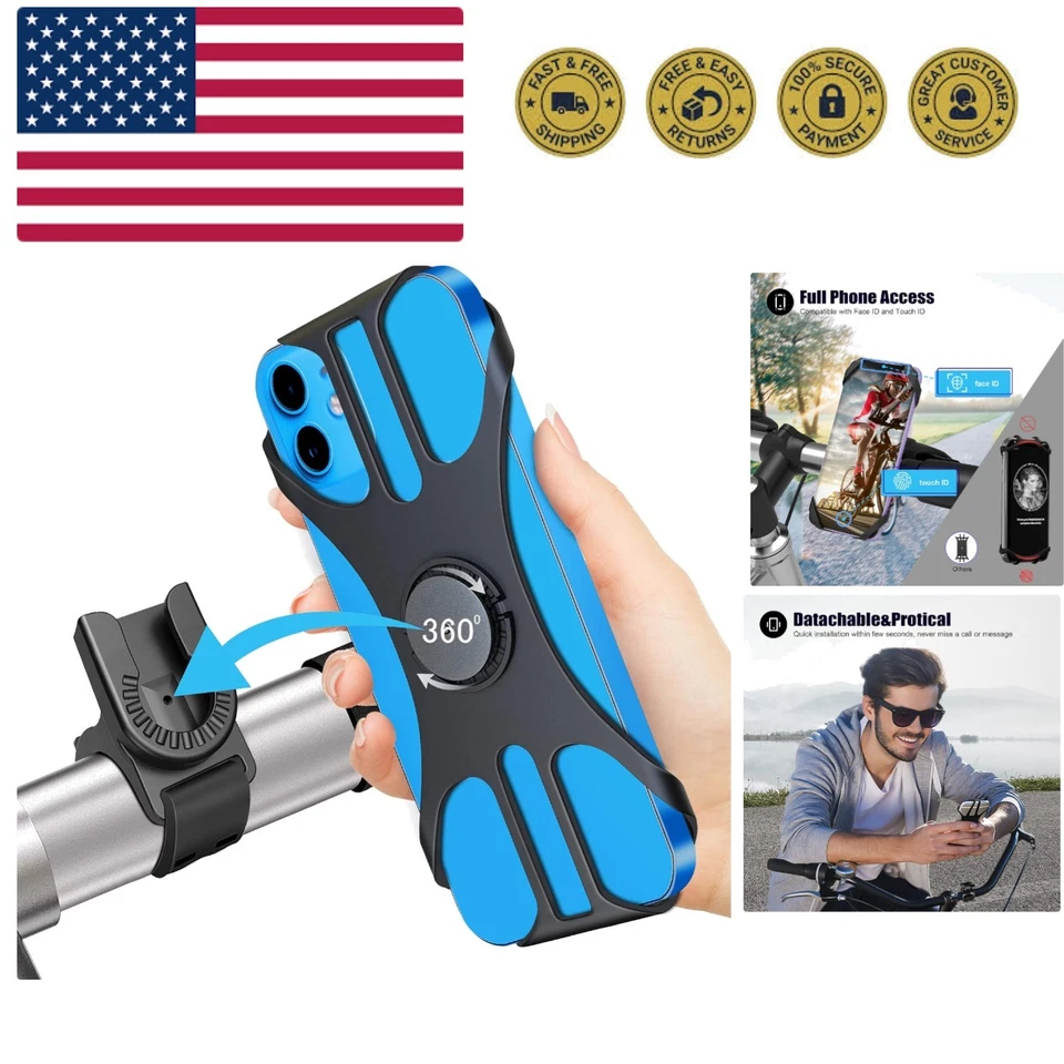 Soporte de teléfono de bicicleta desmontable sin herramientas para teléfonos inteligentes de 4-6,7"" - Fácil instalación Foto 1 de 4