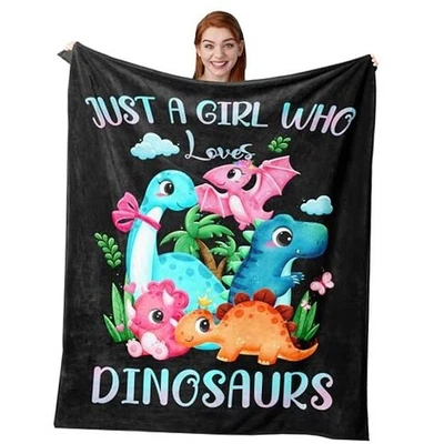  Manta de dinosaurio, solo una chica que ama mantas para niñas 40"X50" dinosaurios Foto 1 de 4