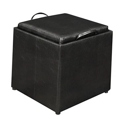  Designs4Comfort Park Avenue Single Ottoman with Stool Black - Image 1 of 4