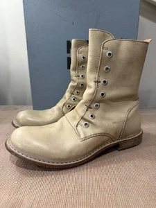 Nuevas Botas MOMA Beige Desierto Arena Tronchetto Donna Cremallera Medianas Talla 39.5 $452 Combate - Imagen 1 de 12