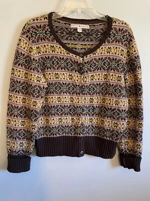 Tommy Hilfiger Nordic Fair Isle Sweater Cardigan Lambs Wool Rabbit Blend Y2K XL  - Image 1 of 4