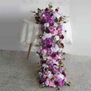 Artificial Silk Flowers Row 2 meter Realistic Colorful Wedding Backdrop Decor - Picture 1 of 31