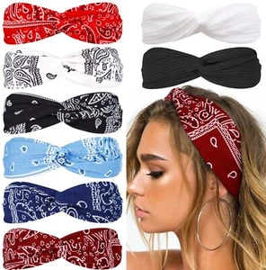 8pcs Bandana Headbands for Women Boho Elastic Twist Turban Head Wraps Fashion - Picture 1 of 7