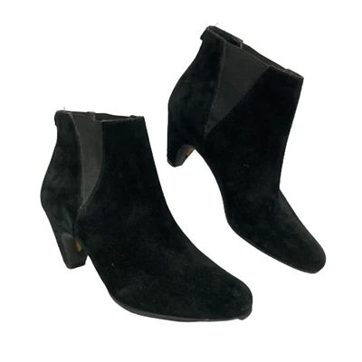 Bota Sam Edelman Mujer Talla 6 Negra Gamuza Cuero Gatito Tacón Chelsea Tobillo Foto 1 de 4