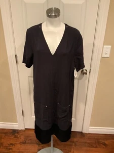 By Malene Birger Black Studded V-Neck Shift Dress, Size 6 (US) 38 (FR) NWT! - Picture 1 of 10