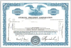 1964 Sterling Precision Corporation 100 Aktien Stammaktienzertifikat - Bild 1 von 2