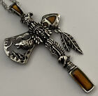 Indian,    Eag:e   & Wolf Head Tomahawk Necklace No.2  ~~ (great Christmas Gift)