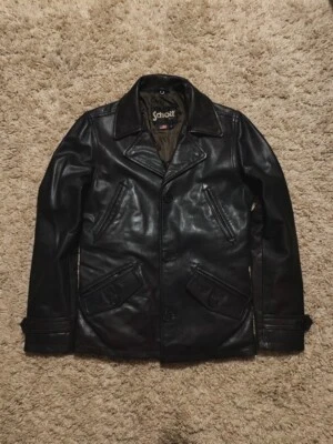 Chaqueta de Cuero Schott Abrigo P Cuero Genuino Negro Talla S Foto 1 de 4