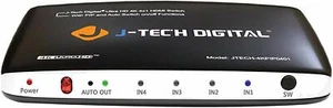 Conmutador HDMI de 4 puertos J-Tech Digital 4K@30HZ con control remoto inalámbrico PIP, IR, HDCP 1.4 - Imagen 1 de 6