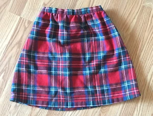 Girls School Skirt Kids Child Plaid Christmas Colors Red Green Vintage FLAWS - Picture 1 of 7