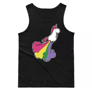 ┥ Linda camiseta sin mangas Chubby Unicornio arco iris para hombre mito volador fantasía mascota colorida - Imagen 1 de 4