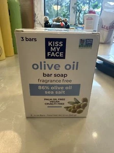 Kiss My Face Olive Oil Fragrance Free Bar Soap 3 Pack 4 Oz 12 Oz Total SHIP FAST - Picture 1 of 4