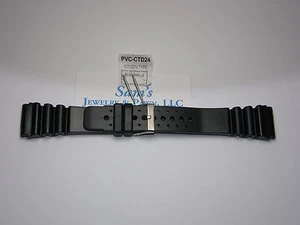 24mm Black Heavy Rubber Diver Watch Band  (Citizen Aqualand Type/Style)  #CTD24 - Picture 1 of 10