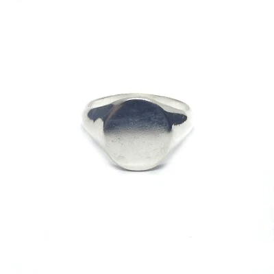 Custom Engraved Sterling Silver Signet Men Ring Plain Solid Genuine Stamped 925 - Image 1 of 4