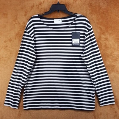 BLK DNM Camisa Para Hombres XL Negro Blanco Rayas Pullover Manga Larga Camiseta 55 $140 Foto 1 de 4