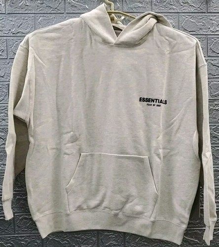 Felpa con cappuccio pullover Essentials Fear Of God logo 2 lati farina d'avena taglia SMALL nuova