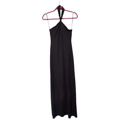 Maxi Vestido David Meister Negro Halter Talla 4 Vintage Y2K Foto 1 de 4