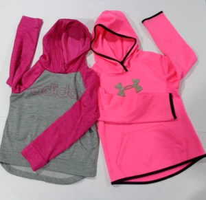 Adidas and Under Armour Pink Sweatshirt Hoodie Pullover Girls Youth's Size 6 - Picture 1 of 10