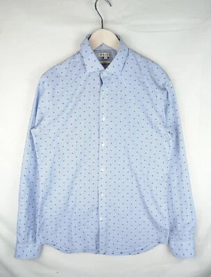 Camisa Azul De Lunares Reiss Para Hombre Slim Fit - Talla M - Imagen 1 de 4