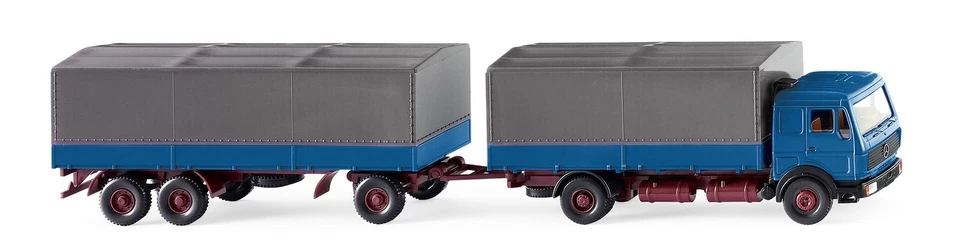 WIKING, MERCEDES-BENZ NG 4x2 porteur bâché et remorque 1+2 essieux, échelle 1... - Photo 1/1