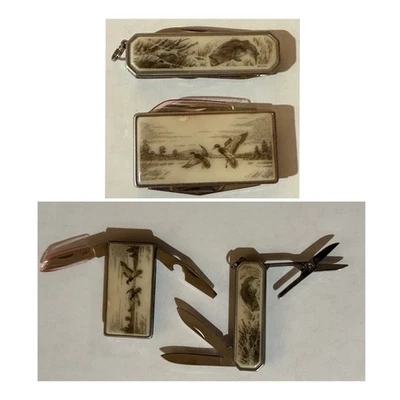 2 NEVER USED 2007 Winchester Money Clip Knife Mallard Ducks Scene & Knife W/Bass - Image 1 of 4